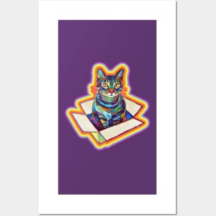 Weird Aesthetic Rainbow Cat Pattern by Robert Phelps Posters and Art